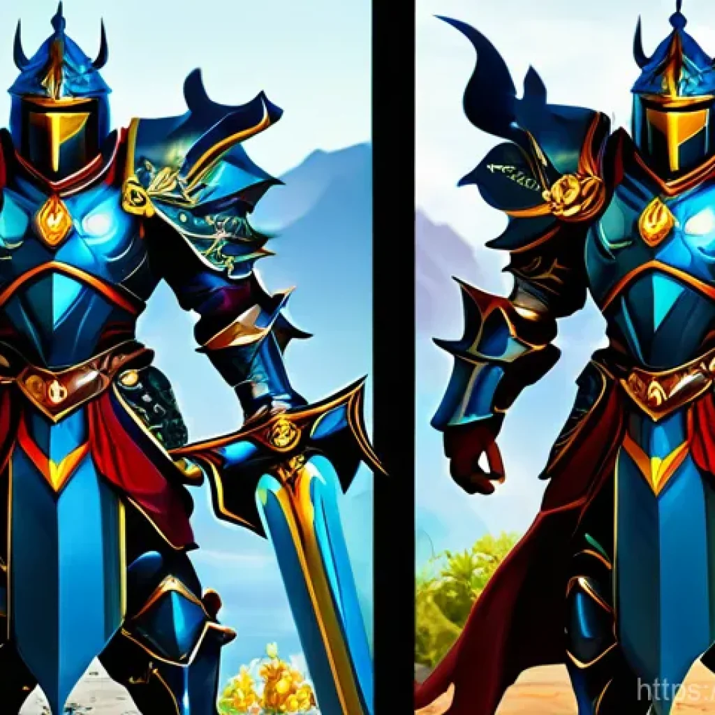 리니지 희귀 장비 가치 평가 - **A Resplendent Warrior Displaying Masterwork Gear:** A heroic, formidable male or female warrior fr...