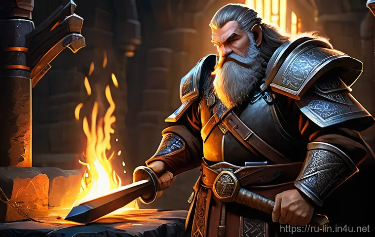 리니지 크래프팅 필수 정보 - **A master dwarven blacksmith crafting a legendary S-grade sword.**
A grizzled, older dwarven bl...