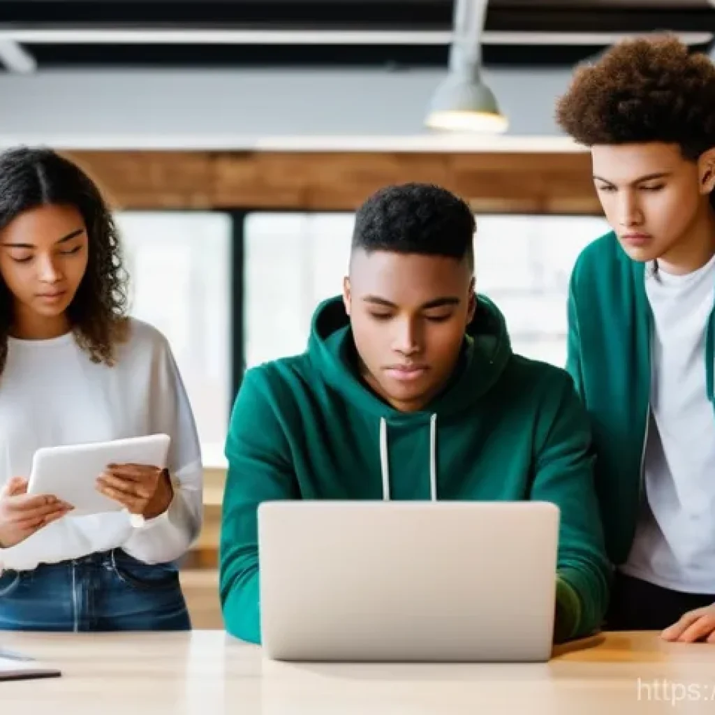 리니지 아이템 거래 주의사항 - **Prompt 1: Collaborative Learning in a Modern Setting**
    A diverse group of five young adults an...