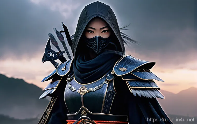 리니지 커뮤니티 게임 플레이 토론 - **Prompt for "Samurai Raven" Character:**
"A powerful female 'Samurai Raven' character from Line...