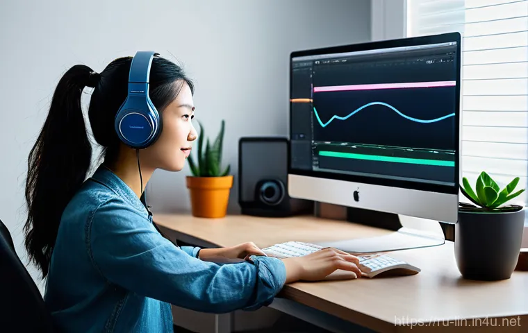 리니지 동영상 제작 팁 - **Prompt:** A young, focused East Asian woman in her late 20s is engrossed in video editing on her h...