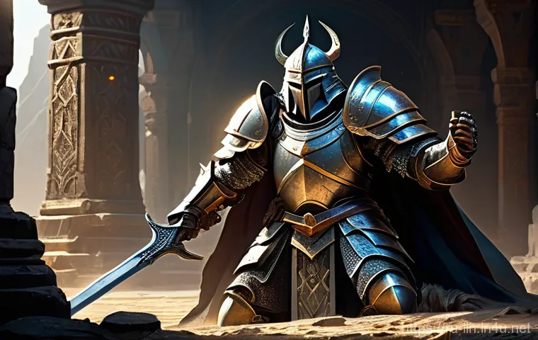 리니지 마법서 얻는 법 - **Prompt:** A victorious fantasy warrior, clad in ornate C-grade plate armor, stands over a recently...