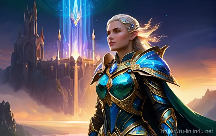 리니지 고급 장비 사용법 - **Elemental Infusion of a Legendary Gauntlet:**
    A close-up, dynamic shot focuses on a character'...