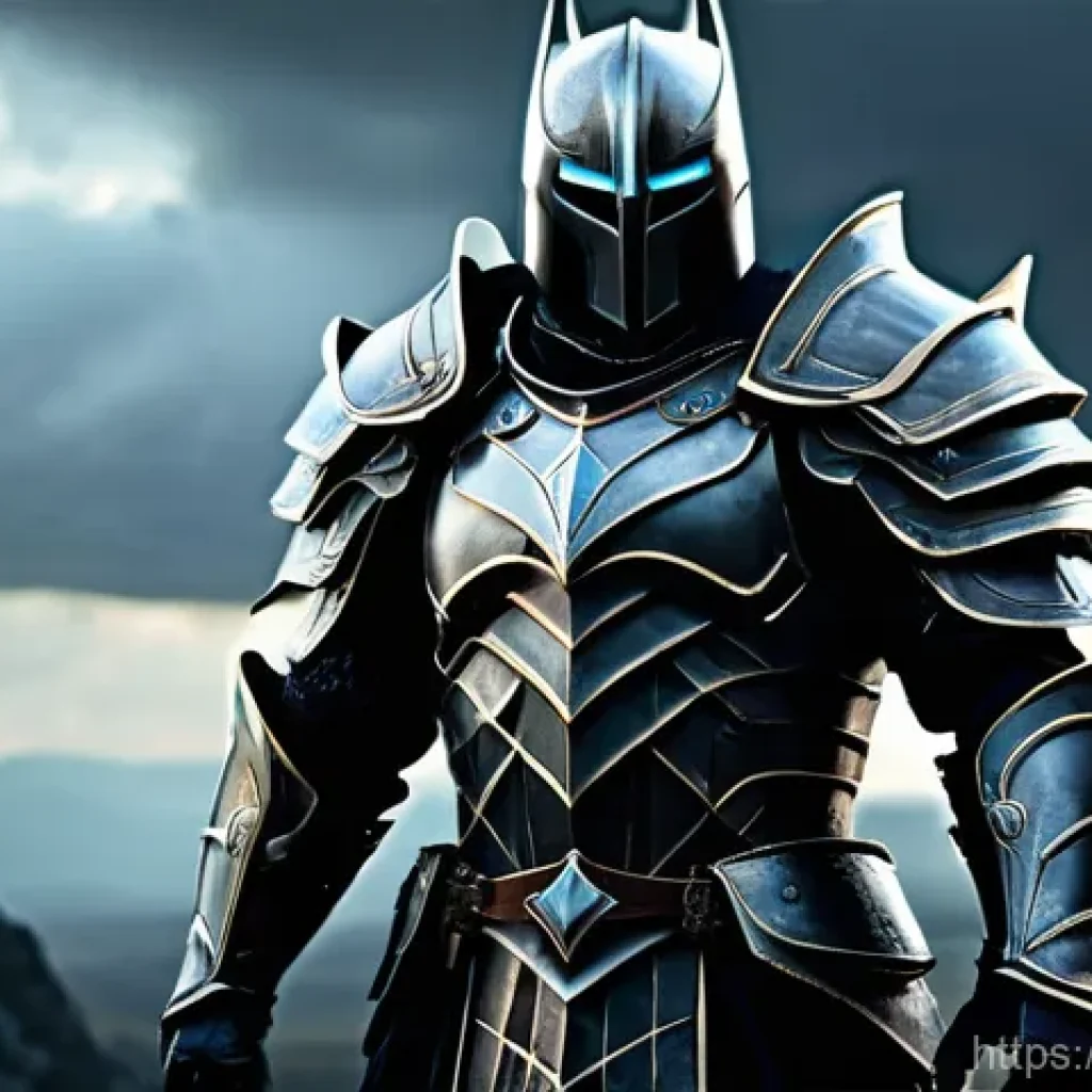 리니지 아이템 카탈로그 - **A fully equipped, formidable Lineage-style warrior.** This warrior, either male or female, stands ...