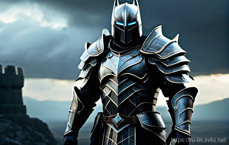 리니지 아이템 카탈로그 - **A fully equipped, formidable Lineage-style warrior.** This warrior, either male or female, stands ...