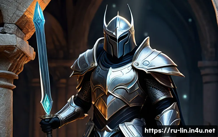 리니지 희귀 장비 경매 - **Prompt:** "A powerful Lineage character, perhaps a majestic Dark Elf Knight or a wise Human Mage, ...