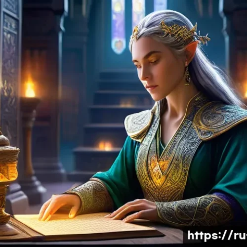 Home 30 리니지 PVP 전략 가이드 - **Prompt:** A powerful female elven mage, fully clothed in intricate, flowing arcane robes adorned w...